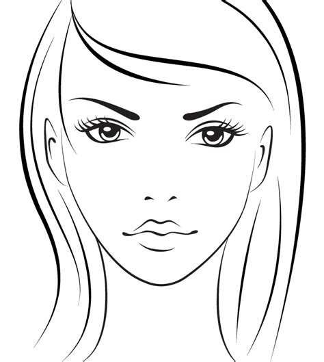 Makeup Face Charts Sketch Coloring Page