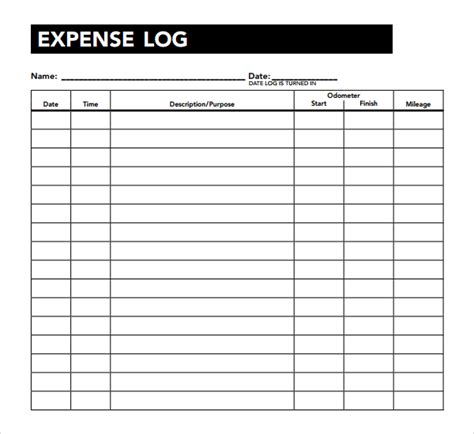 Expense Log Templates 11 Free Word Excel And Pdf Formats