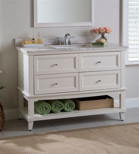 The double vanity is the perfect solution for a larger bathroom and looks. St. Paul Teasian 49-inch W 4-Drawer Freestanding Vanity in ...