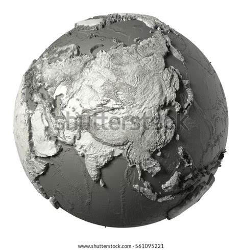 Globe Model Detailed Topography Without Water Stock Illustration 561095221