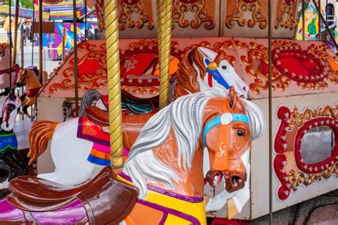 Closeup Of Carousel Horses At The Carnival Stock Photo Image Of Merry