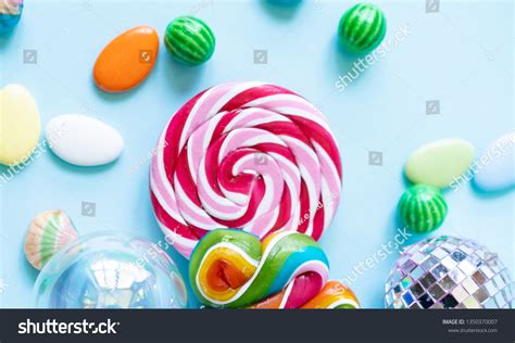Colorful Candies Blue Background Stock Photo 1350370007 Shutterstock