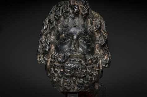 Roman Egyptian Schist Stone Head Bust Of Greco Egyptian God Zeus