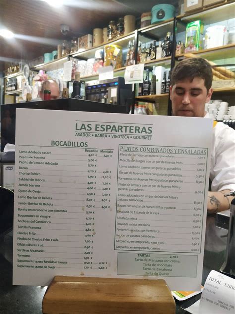 Carta De Restaurante Asador Las Esparteras España Paseo De Extremadura