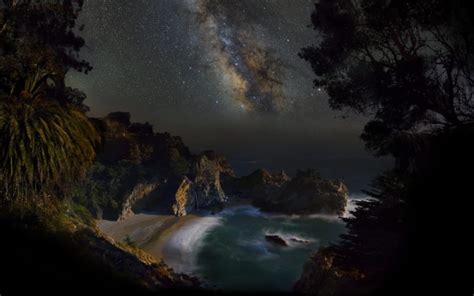 Milky Way Beach Stars Beach Sea Sky Night Ocean