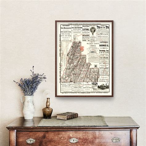 Vintage Map Of Walker County Georgia 1893 By Teds Vintage Art