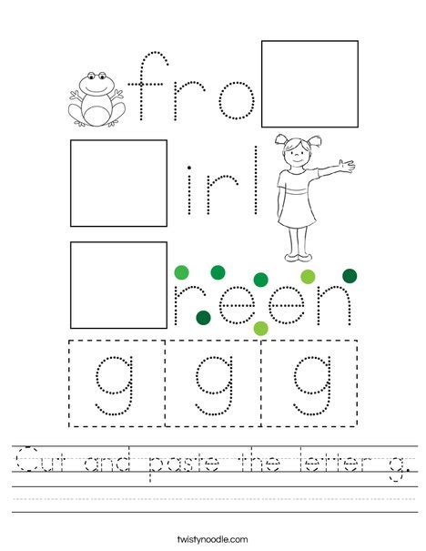Cut And Paste The Letter G Worksheet Twisty Noodle