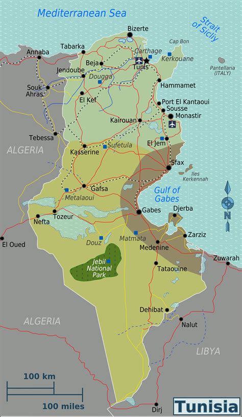 Full Political Map Of Tunisia Tunisia Full Political Map