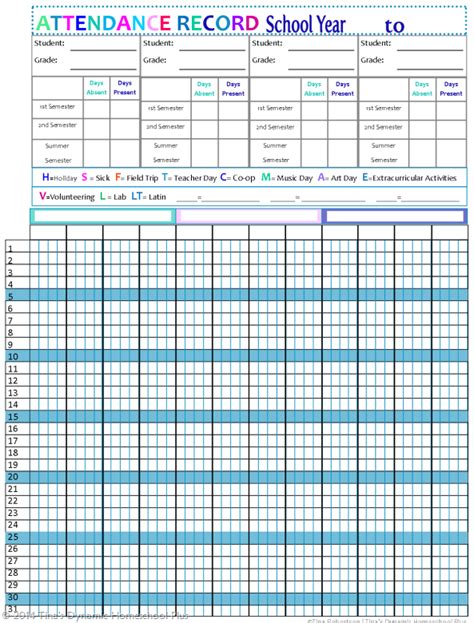 Updated Attendance Chart 4 Kids Academic Year Fill In Months Thumb