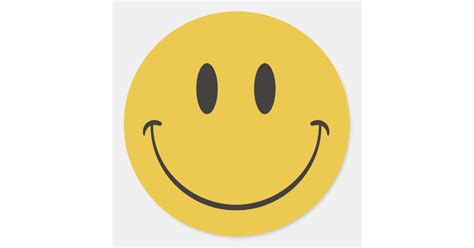 Super Big Smile Happy Face Emoji Classic Round Sticker Au