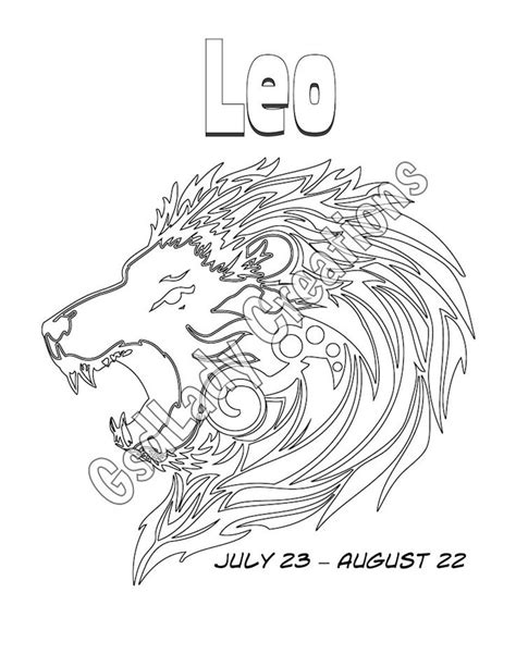 Leo Zodiac Star Sign Art Print Astrology Print Coloring Page