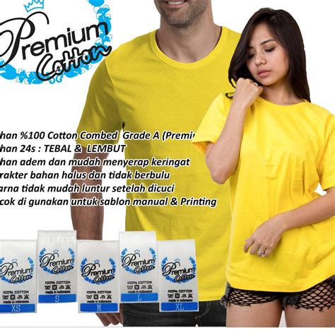 Jual Kaos Polos Katun Premium 24s Kuning Kenari Kaos Polos Pria Kaos Polos 24s Lr Harga