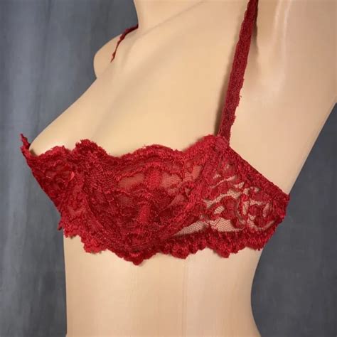 Vintage Shirley Of Hollywood Chopper Lace Shelf Bra 324 Size 36 Boned Red Lace 1783 Picclick