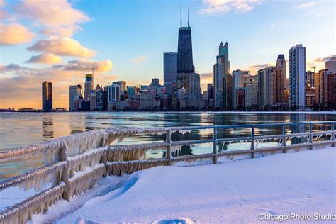 Chicago Invierno Skyline Fotografía Fotografía De Bellas Artes