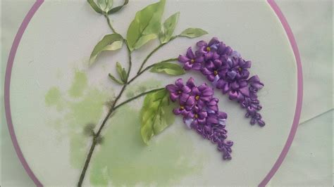 333 Lilac Flower Ribbon Embroidery Part 02 Youtube