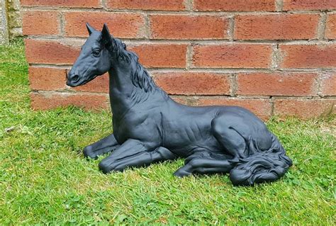 Black Horse Cast Stone Garden Ornament In Sheldon West Midlands
