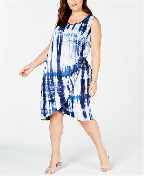 Love Squared Womens Trendy Plus Size Tie Dyed Dress Navy Size 3x