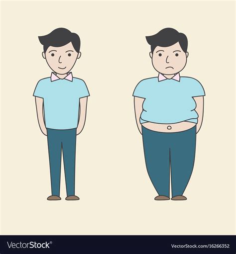 Man Slim Fat Cartoon Royalty Free Vector Image