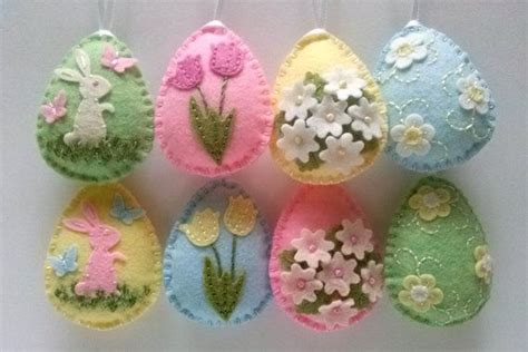 Felt Easter Decoration Felt Eggs With Flowers Birds By Dusicrafts