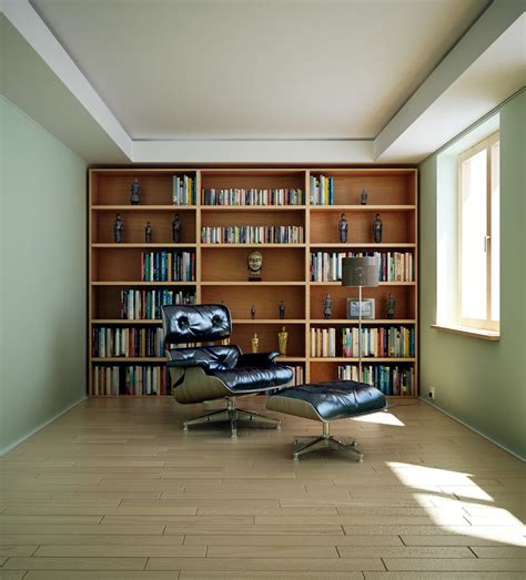 17 Masculine Home Library Render Interior Design Ideas