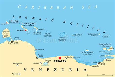 Mapa Pol Tico De Islas De Sotavento Parte De Antilles Menores En El