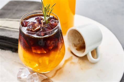 Orange Juice Espresso With Ice Stock Photo Image Of Fruit Cafe