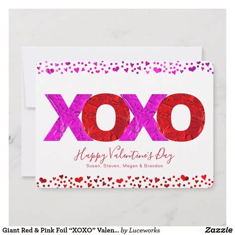 We may not have been able to walk down the aisle, but i can't wait until i'm married to you! Giant Red & Pink Foil "XOXO" Valentine's Day Flat Holiday Card | Zazzle.com | Holiday design ...