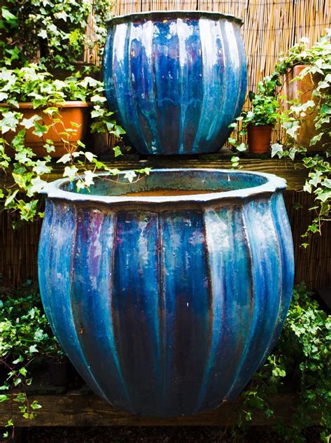 Large Blue Glazed Pot Large Selection Of Garden And Balcony Pots Buy