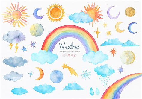 Weather Clip Art Weather Clipart Weather Graphics Weather Etsy