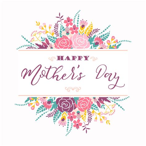 Happy Mothers Day Lettering Greeting Card With Flowers 296090 Vector