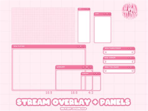 Twitch Overlay Package Pink Stream Cute Pink Panels Kawaii Etsy