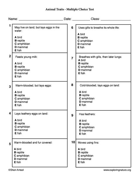 Check spelling or type a new query. Animal Traits 1 - Multiple Choice Test