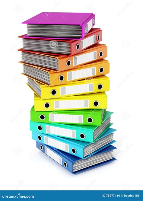 Multi Colored Folders Stack 3d Illustration Stock Illustration