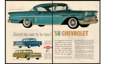 1958 Blue Chevrolet Bel Air Impala Sport Coupe Hardtop 2pg Vintage Ad