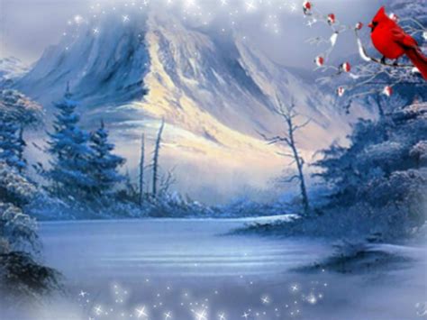 Winter Cardinal Landscape ~~ Hd Desktop Wallpaper