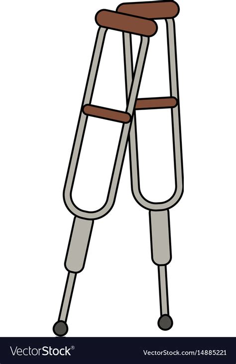 Color Image Cartoon Pair Of Medical Crutches Vector Image