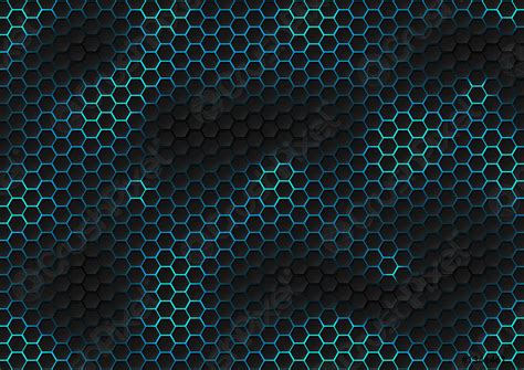 Abstract Black Hexagon Pattern Of Futuristic Texture With Blue Light