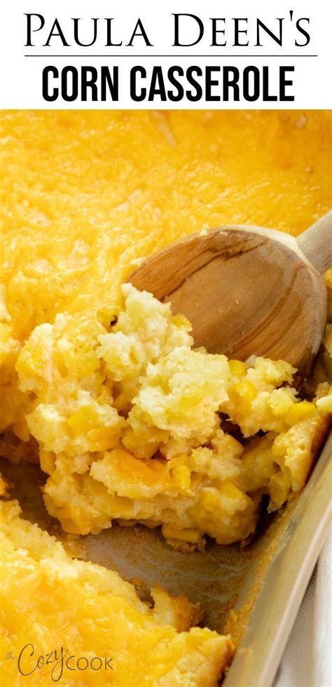 Jiffy), 1 cup sour cream, 1/2 stick butter, melted, 1 to 1 1/2 cups shredded cheddar. This easy corn casserole recipe from Paula Deen requires a ...
