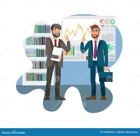 Coworkers Discussing Business Report Illustration Stock Vector