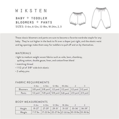 Wiksten Baby Toddler Bloomers Pants Sewing Pattern Paper Etsy