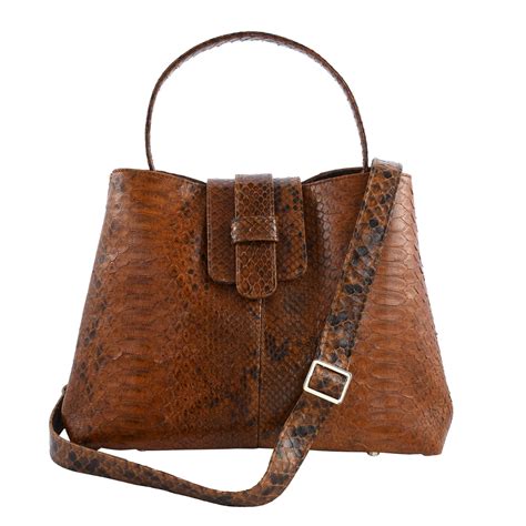 The Pelle Python Skin Bag Collection Brown Color Genuine Python Leather