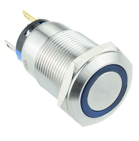 Momentary Latching 19mm Vandal Resistant Metal 12v Led Push Button