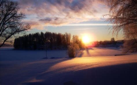 Hd Serene Snow Field At Sundown Wallpaper Download Free 52405