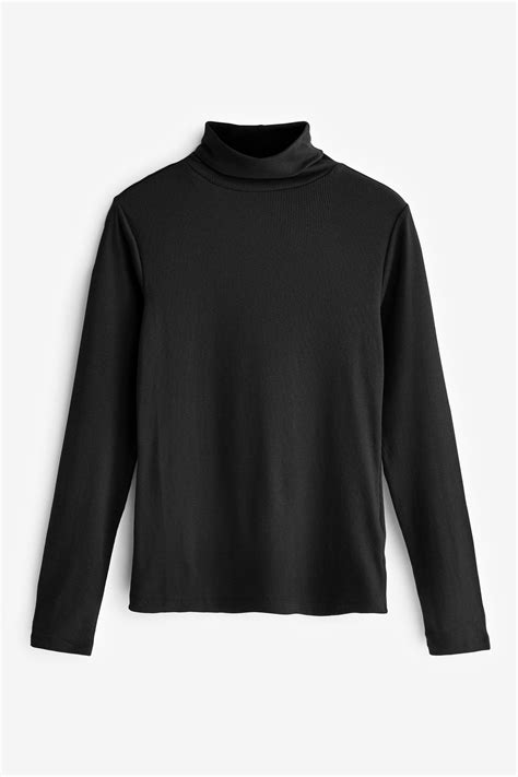 Buy Black Long Sleeve Ribbed Roll Neck Top From Next United Arab Emirates