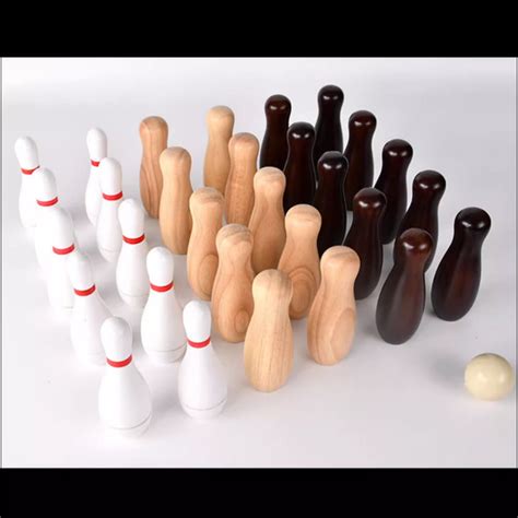Shuffleboard Bowling Pin Set Hardwood White Uxuan Sports