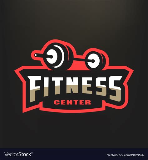 Fitness Center Sport Logo On A Dark Background Vector Image