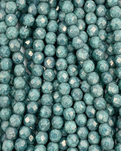 Firepolish 6mm Green Turquoise Mottle Capital City Beads