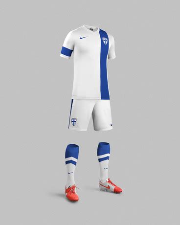 Unique finland soccer jersey shirt with a finnish flag sash, emblem & text design. New Finland Home Kit 14-15- Nike Finland Jersey 2014-2015 ...