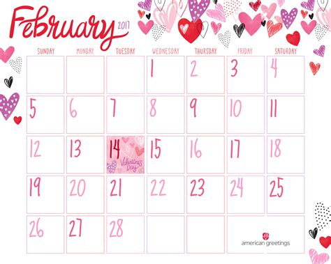 Free Printable February Calendar American Greetings Blog