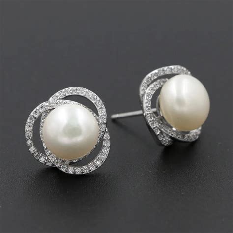 Elegant Genuine Freshwater Pearl Earrings For Women Pure 925 Sterling